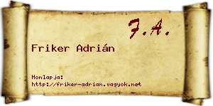 Friker Adrián névjegykártya